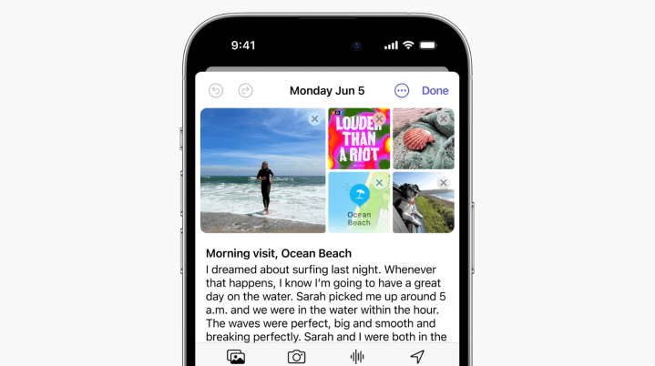 Journal app for iOS 17.