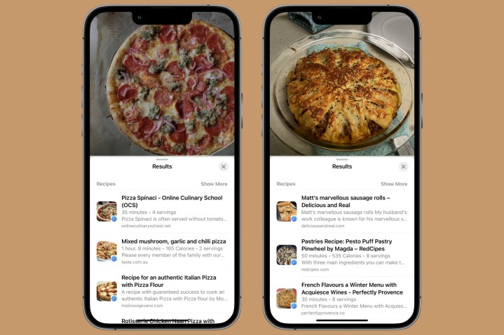 Pesquisa visual de receitas no iOS 17.