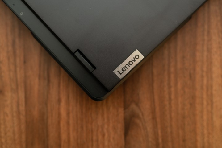 The Lenovo badge on the Legion Pro 5.