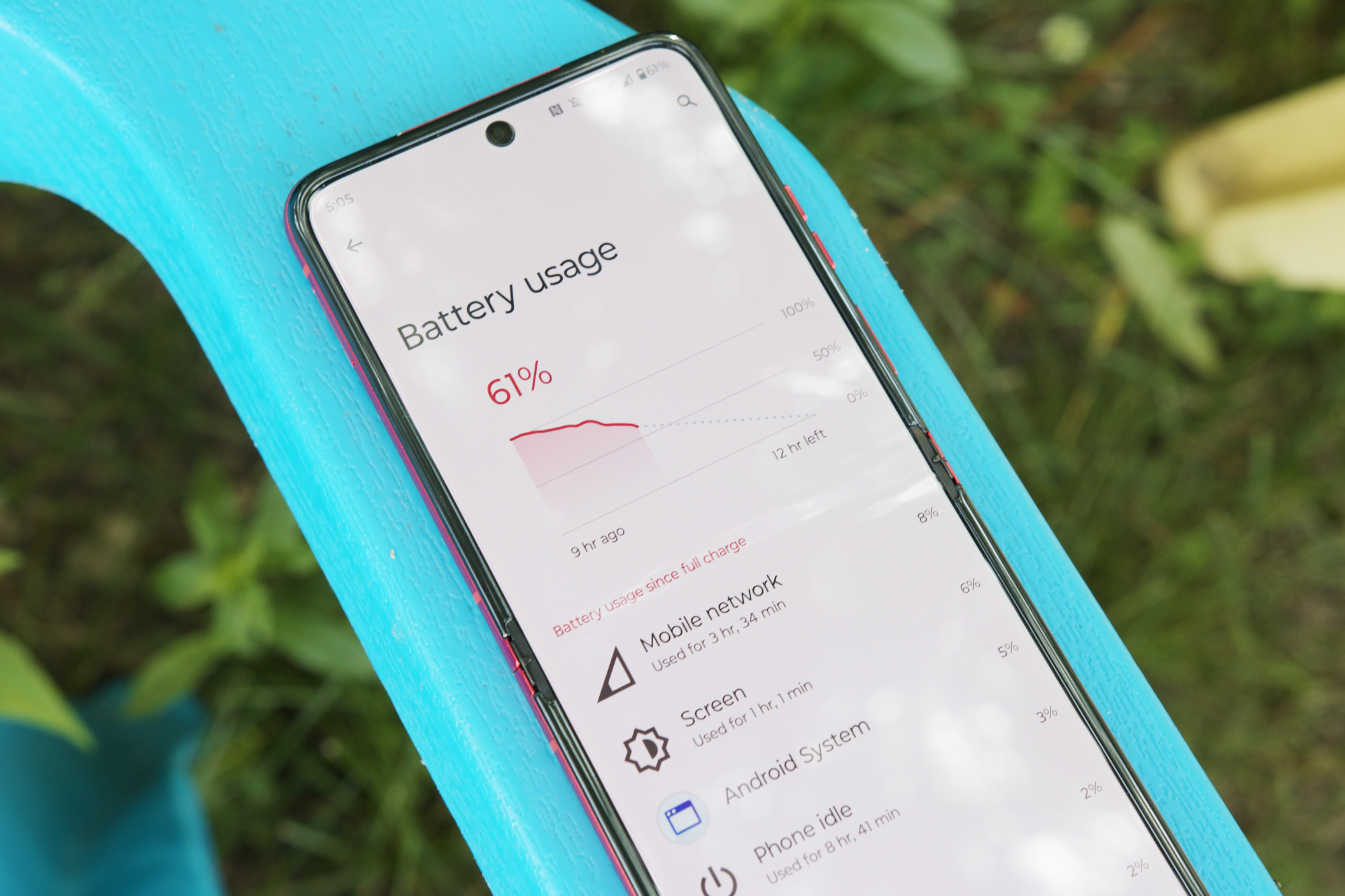 Battery usage settings on the Motorola Razr Plus.