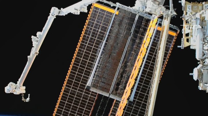 A new rollout solar array on the ISS.