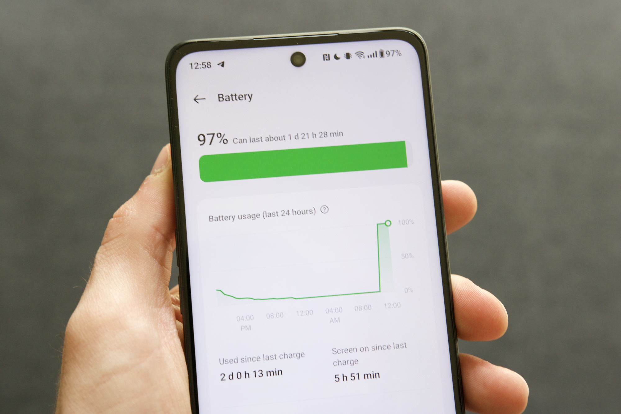 OnePlus Nord N30 5G पर बैटरी सेटिंग पेज।