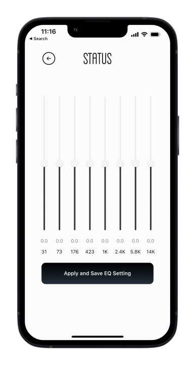 iOS 용 3ANC 앱 사이, 사용자 정의 EQ 화면