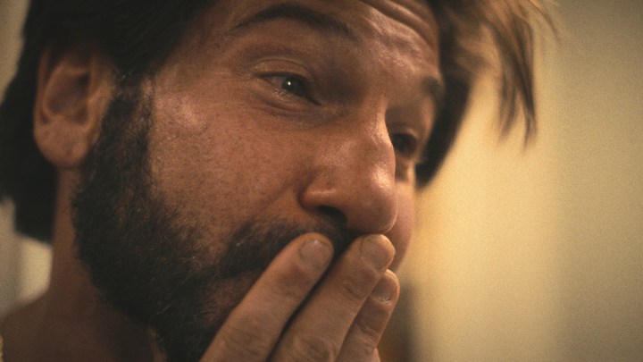 A close-up of Mike crying in a flashback episode of The Bear, season 2. 