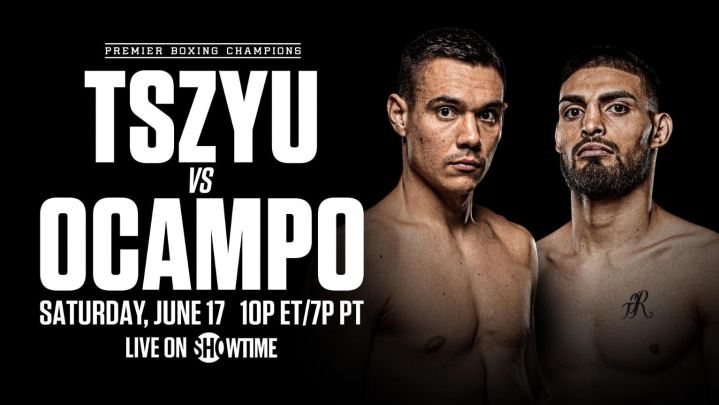 Showtime promotional poster showing Tim Tszyu and Carlos Ocampo.