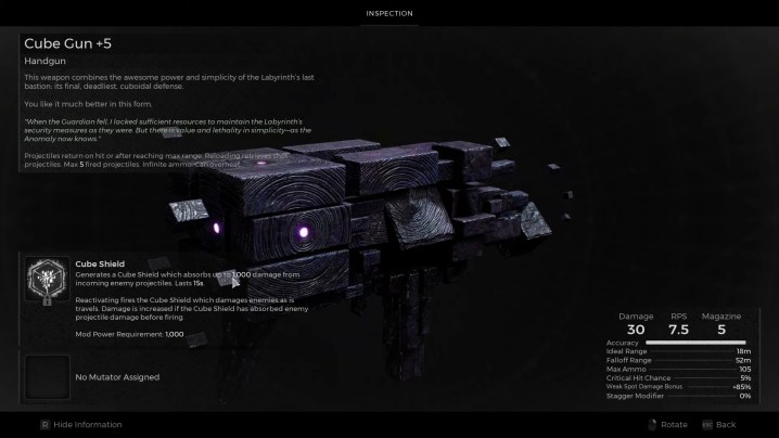 A description of the cube gun in Remnant 2.