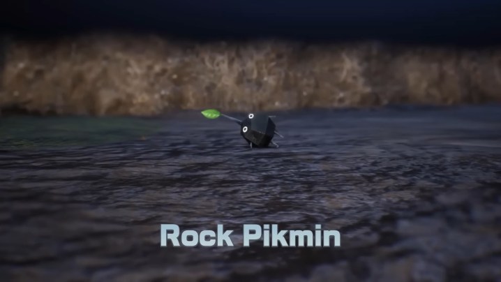 A rock pikmin laying on its side.