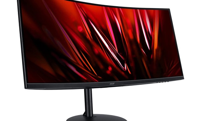 The 34-inch Acer Nitro XZ342CU curved gaming monitor on a white background.