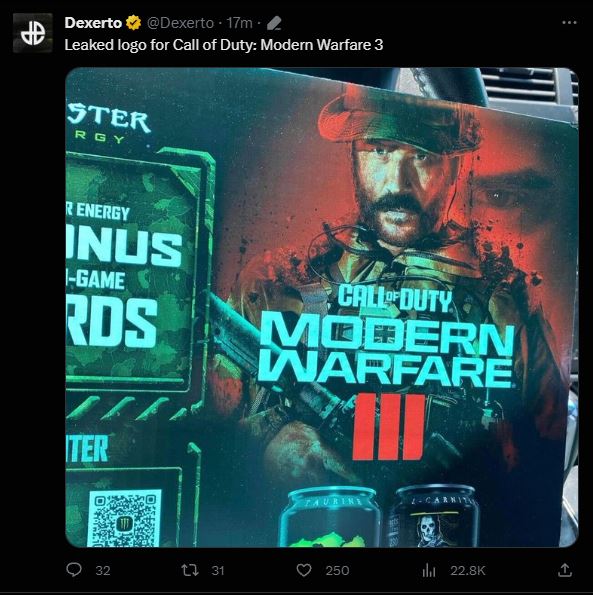 A leak confirming the name Call of Duty: Modern Warfare III. 