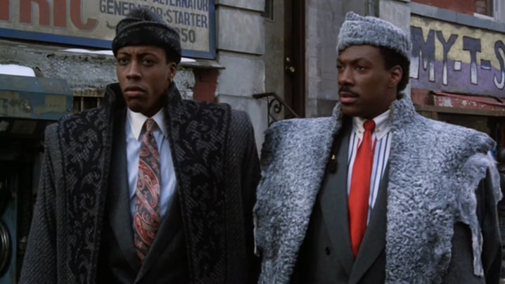 Arsenio Hall and Eddie Murphy in Coming to America."