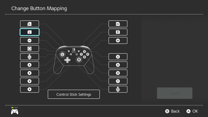 Switch button mapping menu