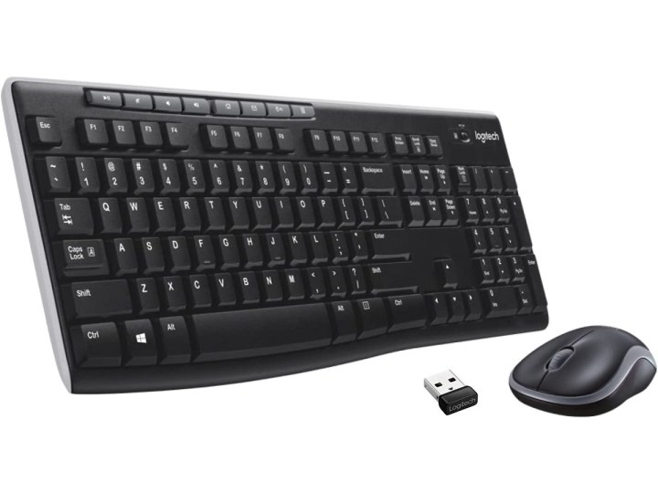 Беспроводная клавиатура и мышь Logitech MK270 на белом фоне.