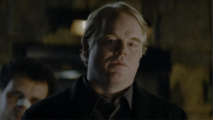 Philip Seymour Hoffman stands and stares in Mission: Impossible 3.