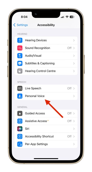 Recurso de voz pessoal na função iOS 17.