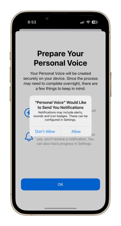 Recurso de voz pessoal no iOS 17 4.