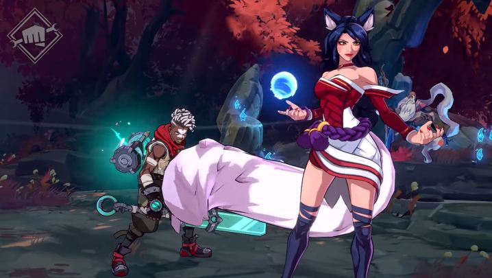League of Legends fighting game Project L match intro featuring Ekko and Ahri.