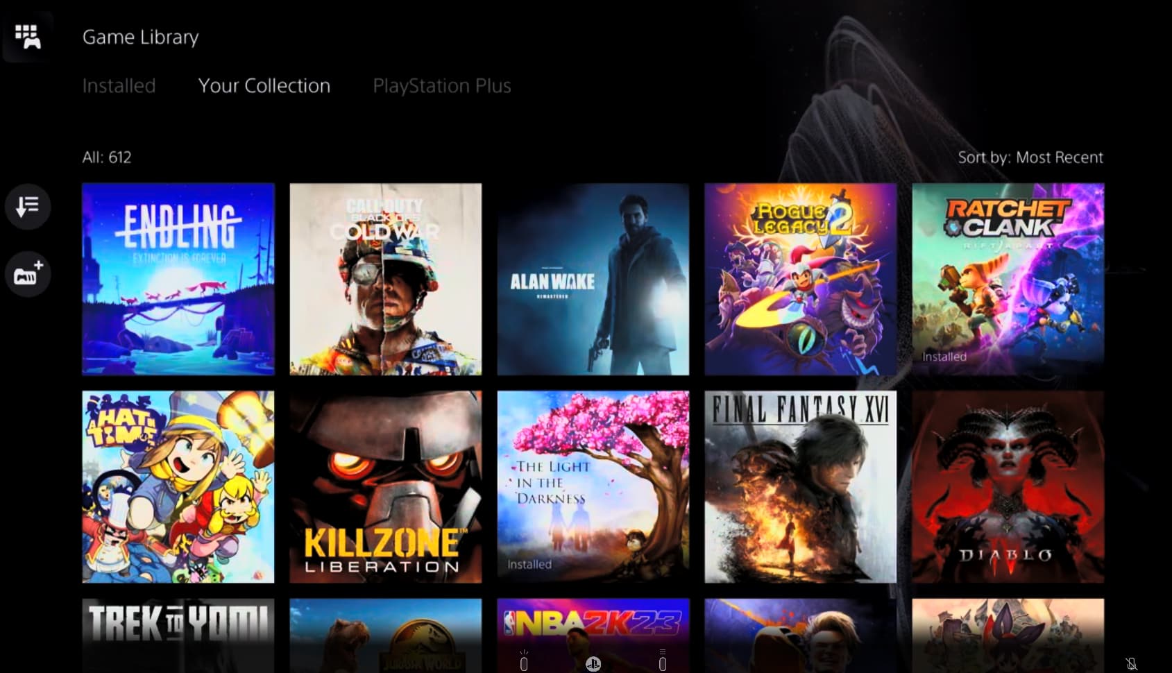 My game collection list on ps5.