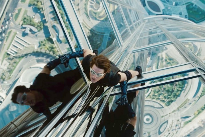 Tom Cruise hangs off the side of the Burj Khalifa in Mission: Impossible - Ghost Protocol.
