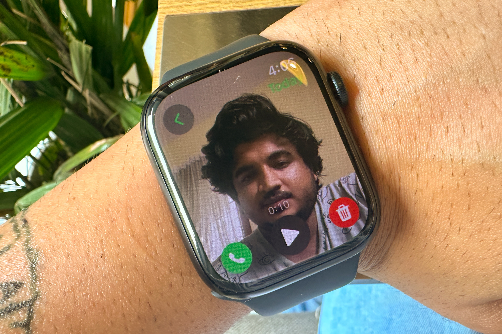 Mensagem do FaceTime no Apple Watch.