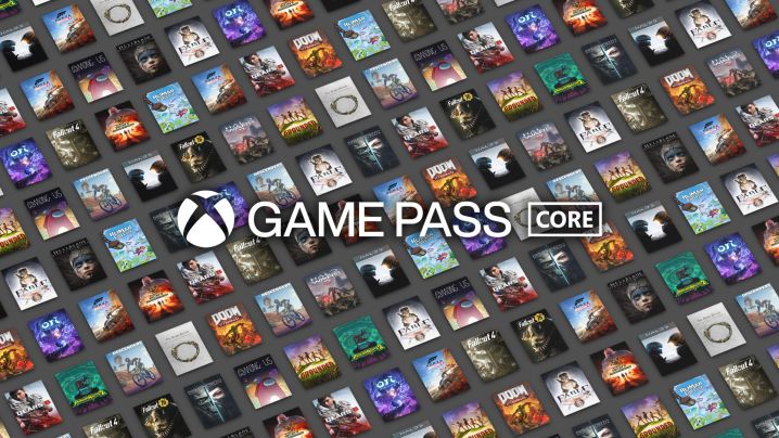 Xbox Game Pass Core's logo over a library of games.