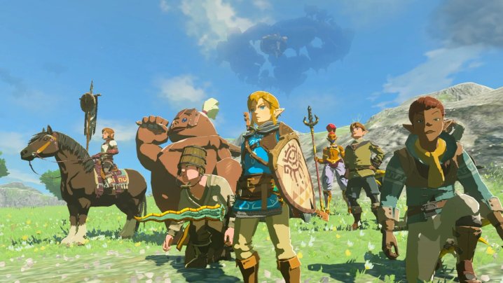 Link and other characters from Tears of the Kingdom.