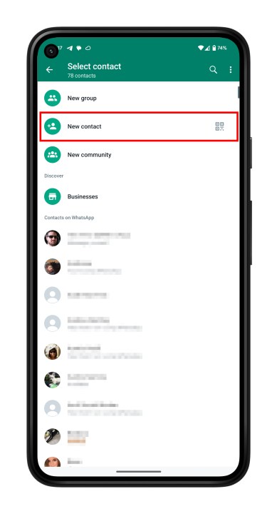 how to add a contact in whatsapp adding new android 2