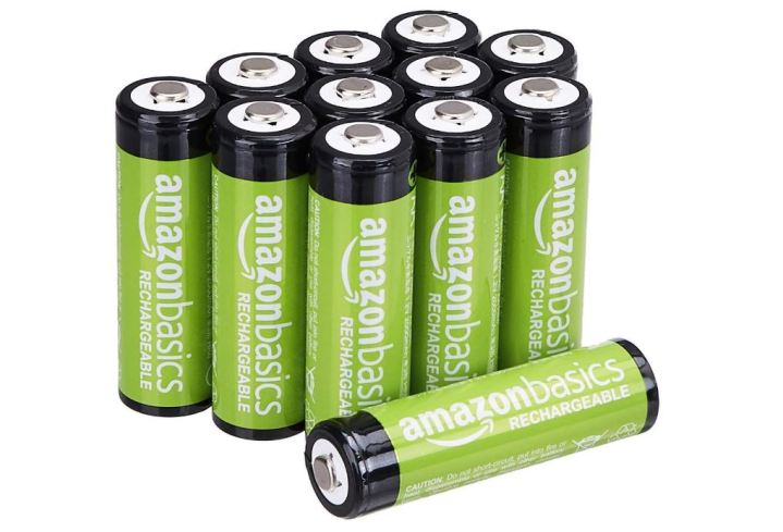 A bunch of green rechargeable batteries.