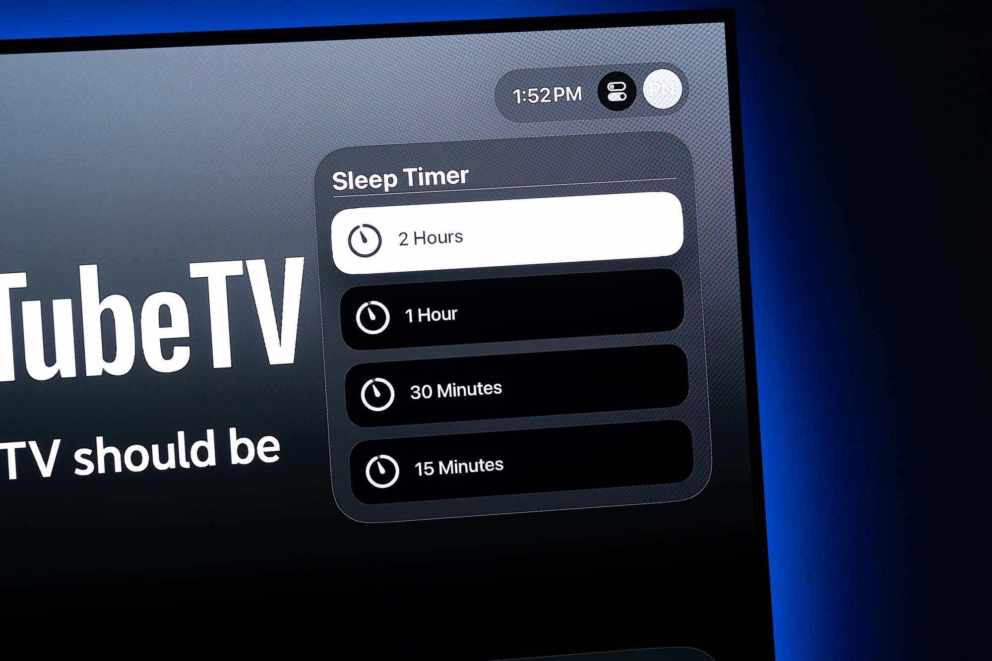 Opções do Temporizador de Suspensão da Apple TV.