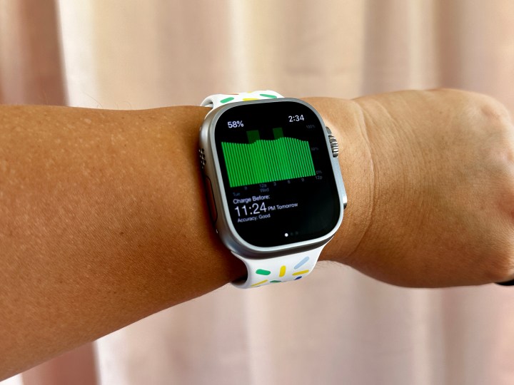 Apple Watch Ultra che mostra l'app Battery Grapher.