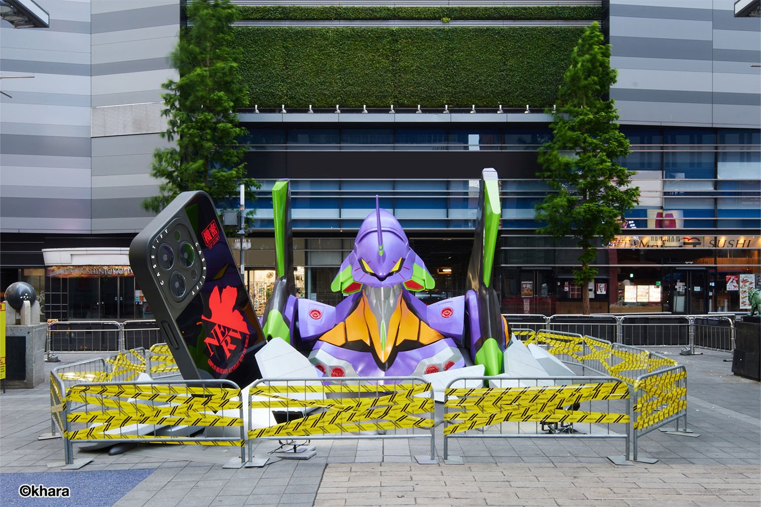 CASETiFY Evangelion display in Tokyo Shinjuku district in Japan.