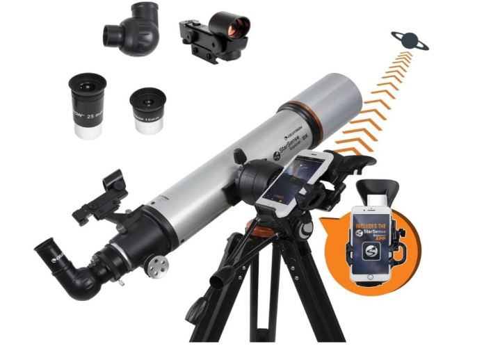 Celestron telescope with its many attachments.