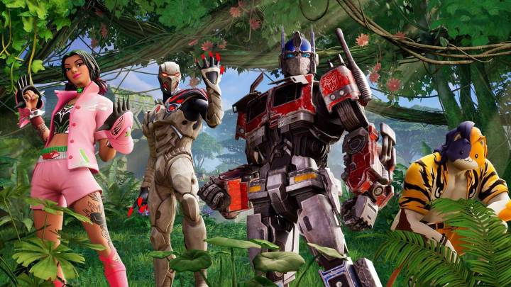 Characters including Optimus Prime from Fortnite.