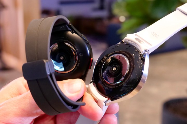 The Samsung Galaxy Watch 6 Classic and Galaxy Watch 5 Pro, showing the case backs.