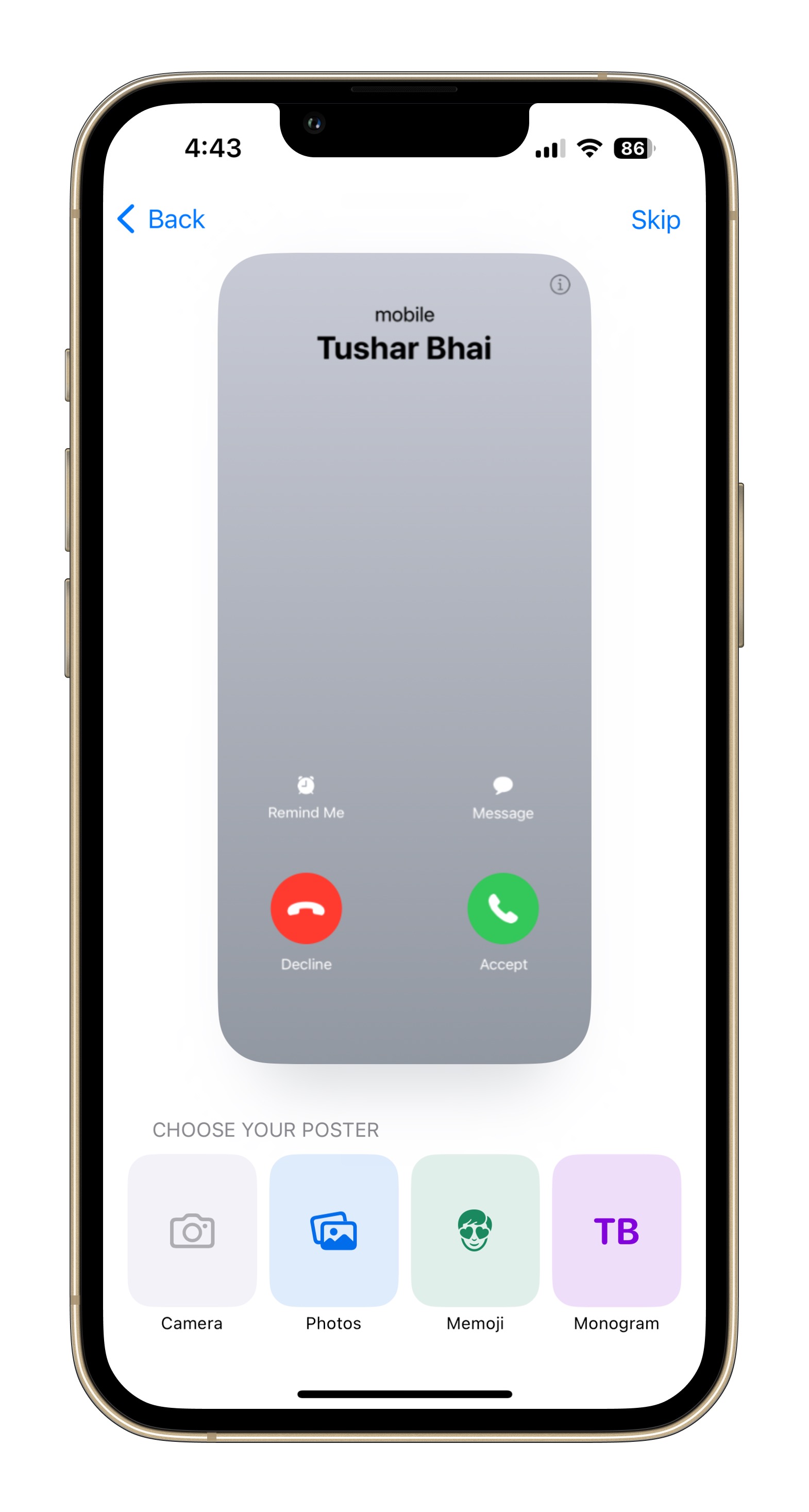 Recurso de pôster de contato do iPhone no iOS 17 4