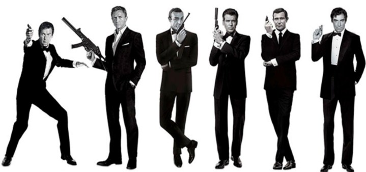 Un montage de tous les acteurs qui ont joué James Bond.