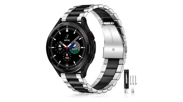 Lerobo Stainless Steel metal band for Samsung Galaxy Watch in silver and black color.
