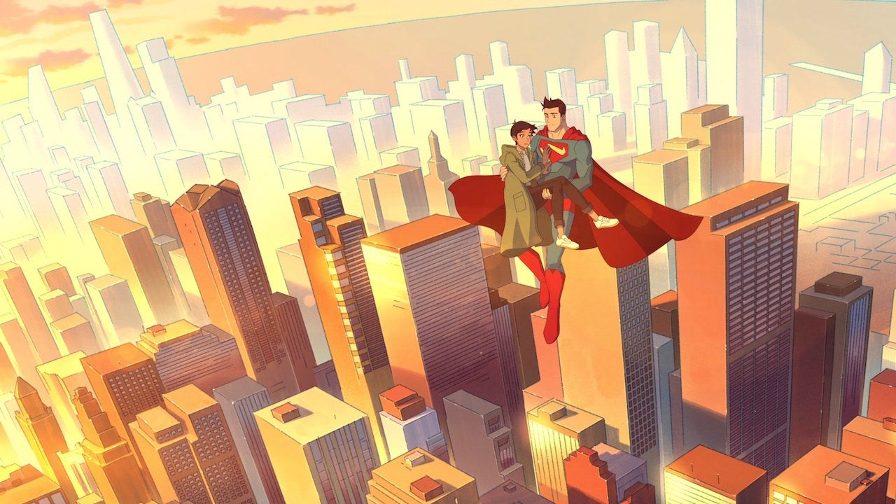 Superman carrega Lois enquanto voa em My Adventures with Superman.