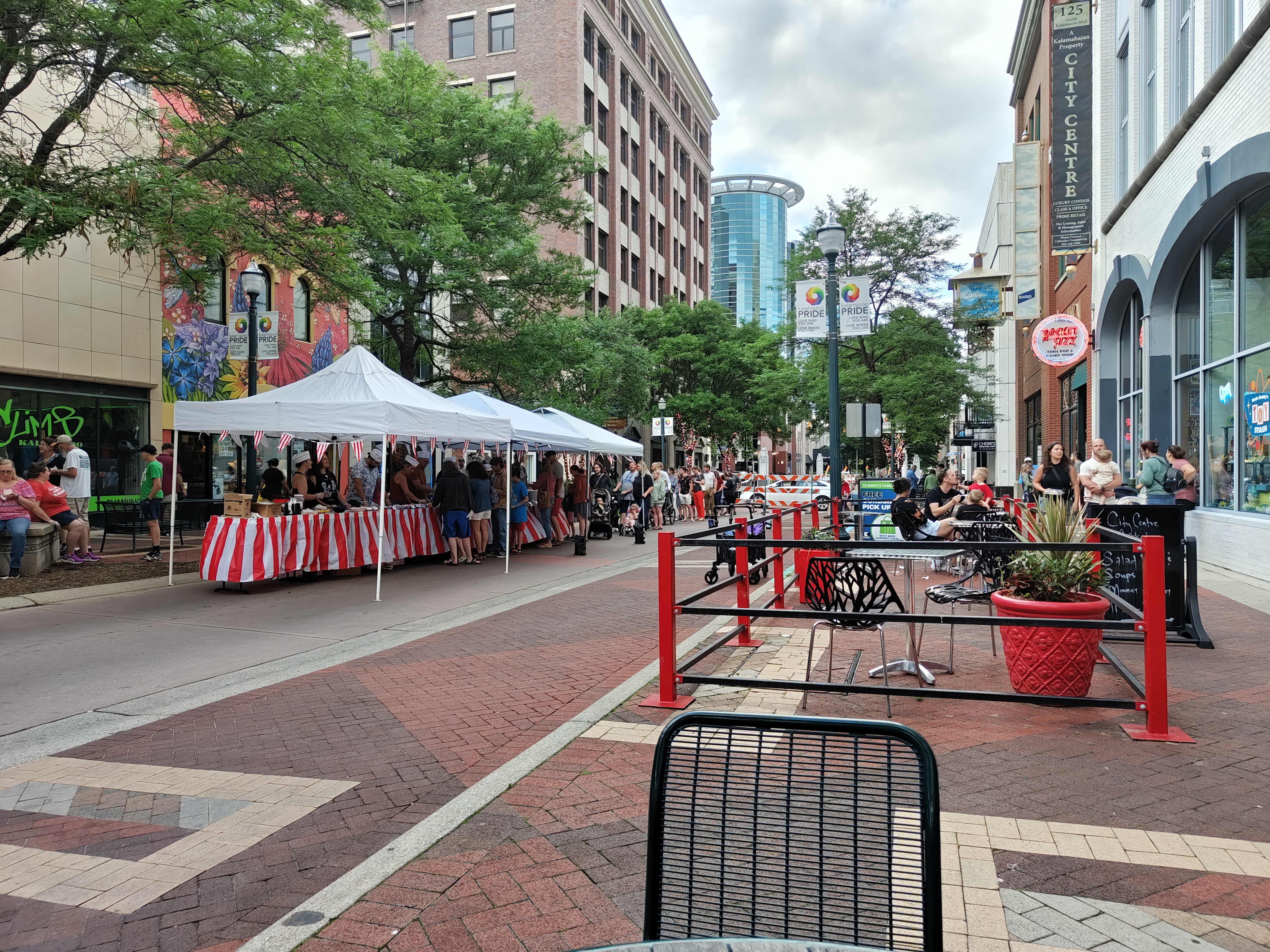 Photo of an ice cream social in downtown Kalamazoo, taken with the Nothing Phone 2.