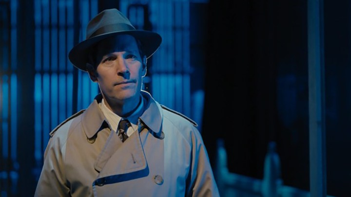 Paul Rudd stands on a stage in Only Murders in the Building.