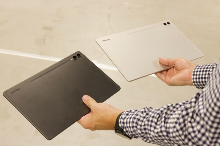 The Samsung Galaxy Tab S9 Plus and Galaxy Tab S9 Ultra next to each other.