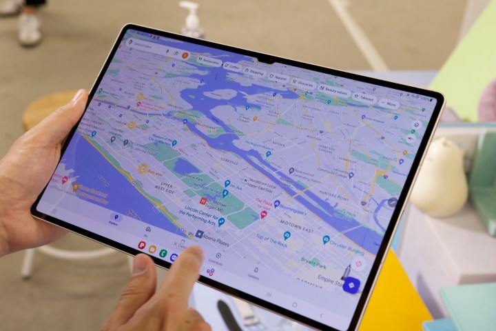 Google Mapps running on the Samsung Galaxy Tab S9 Ultra.