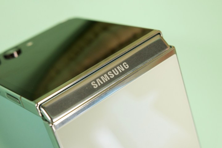 Samsung logo on the Samsung Galaxy Z Flip 5.