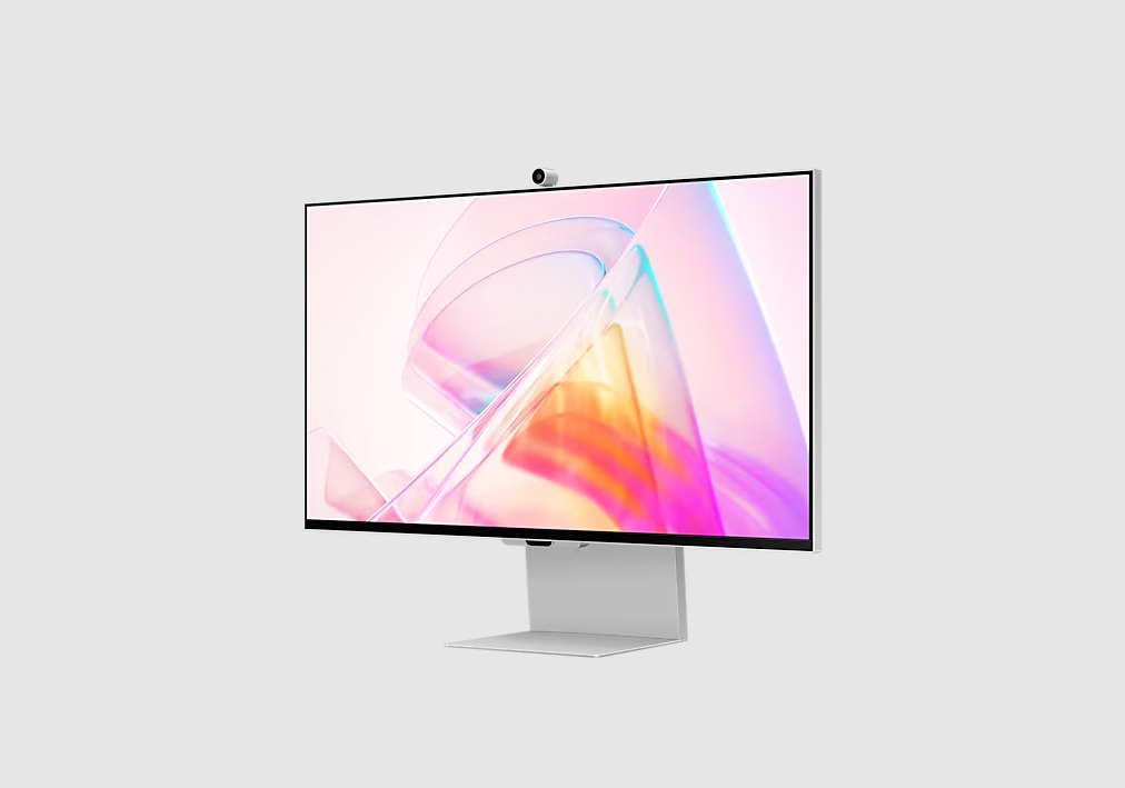 The Samsung ViewFinity S9 monitor on a grey background