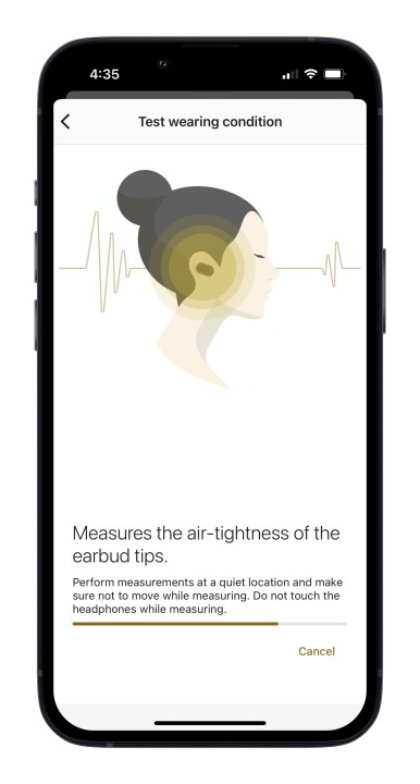 Pagina dell'app Sony Headphones per iOS Ear Tip Fit.