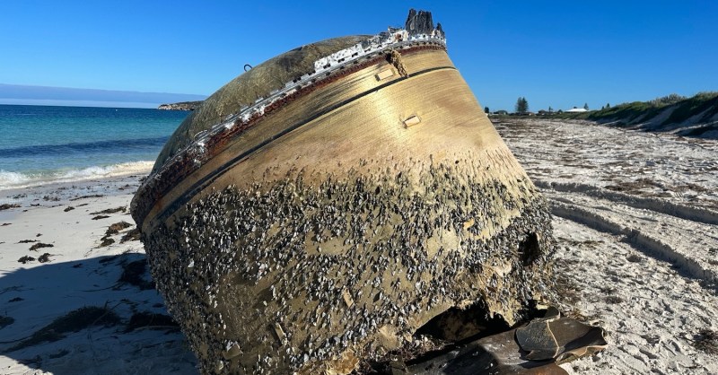 Car-sized object washed up on beach could be space
junk