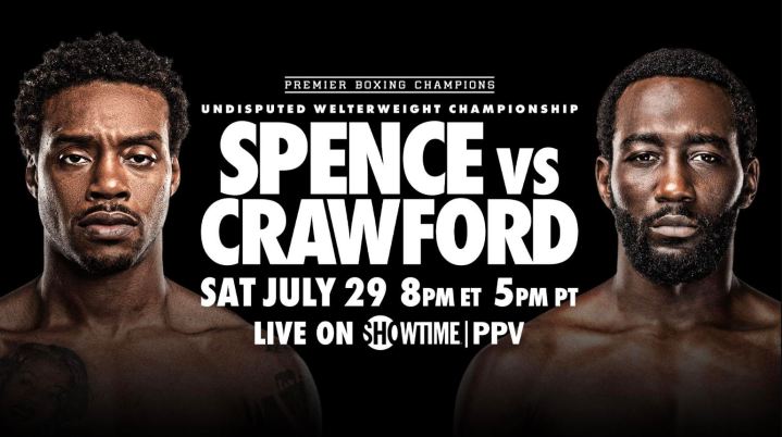 Promotional poster showing Errol Spence and Terence Crawford.
