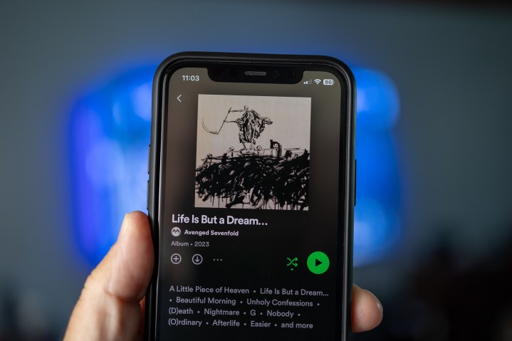 Spotify on an iPhone.