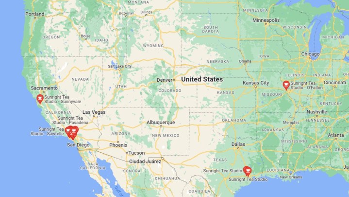 Sunright Tea Studio locations in United States on Google Maps