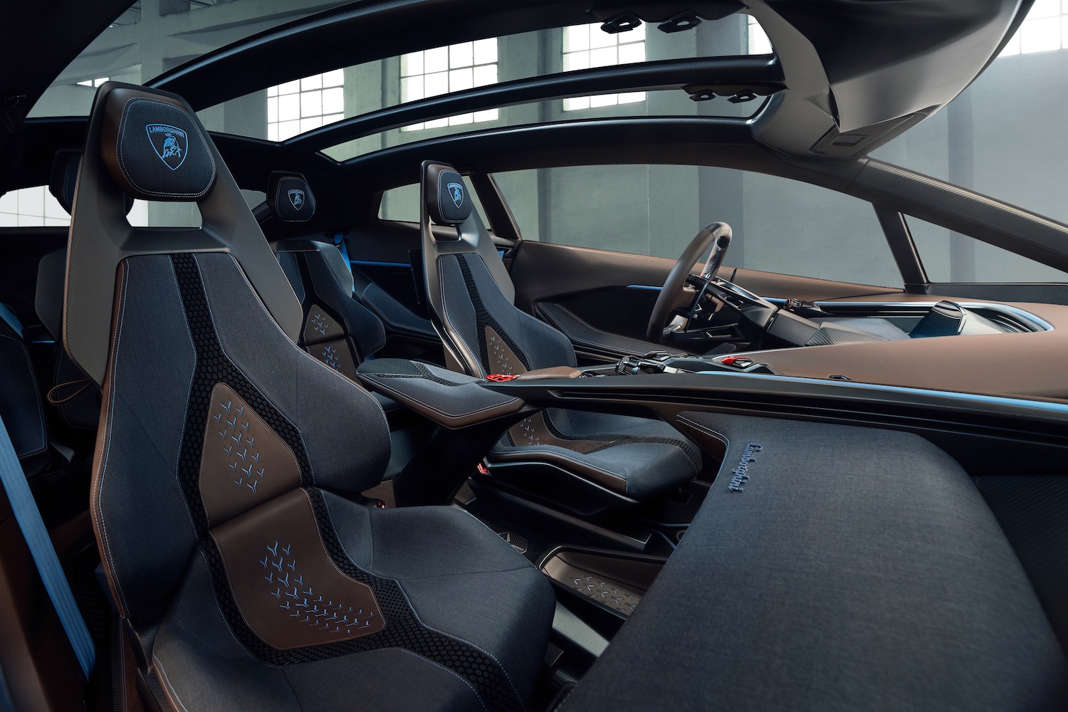 The Lamborghini Lanzador concept's front seats.