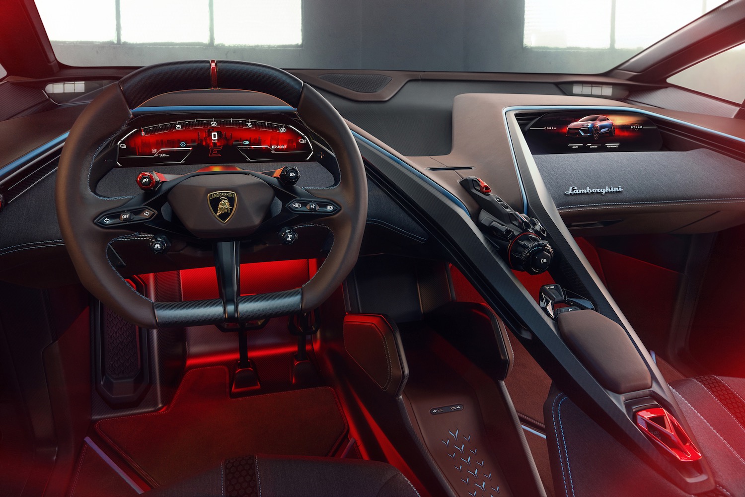 The Lamborghini Lanzador concept's dashboard.